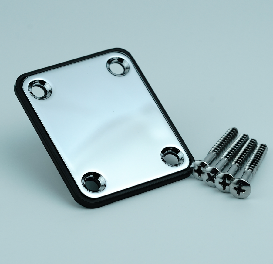 Guyker Ready to Ship (US) | R-1001 Neck Plate 4 Holes For FD Strat TL Guitar or Bass Chrome Replacement