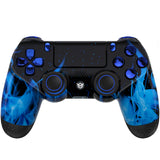 HEXGAMING NEW EDGE Controller with TMR Joysticks for PS4, PC, Mobile - Flames Chrome Blue, view 2