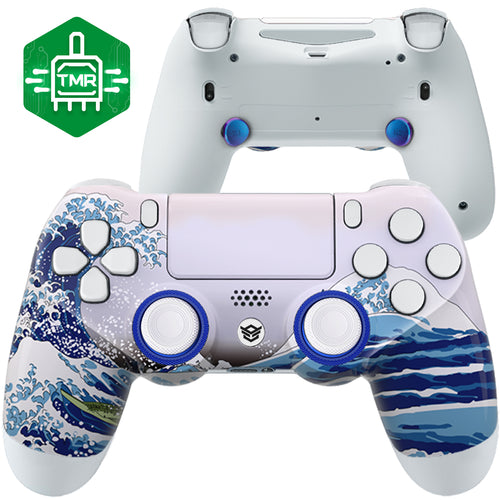 HEXGAMING NEW SPIKE Controller with TMR Joysticks for PS4, PC, Mobile- White Wave