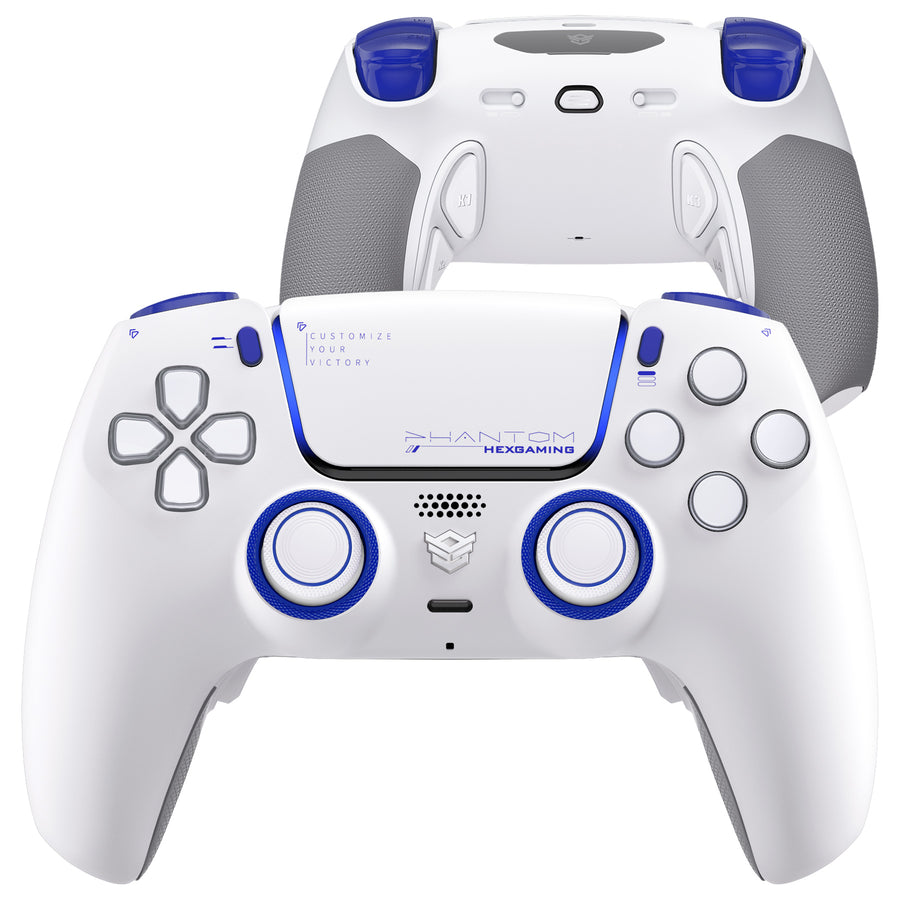 HEXGAMING PHANTOM Controller with Adjustable Triggers for PS5, PC, Mobile - Vision White