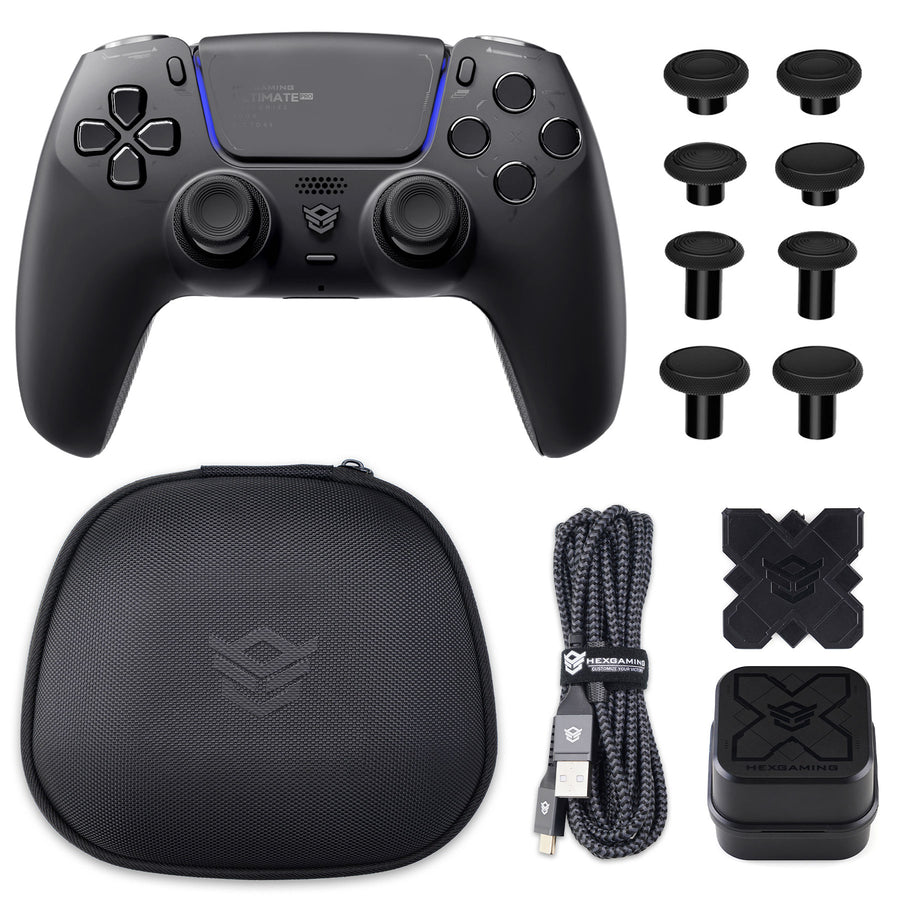 HEXGAMING ULTIMATE PRO Controller with Adjustable Triggers+Charging Cable+Carrying Bag for PS5, PC, Mobile - 8 Styles
