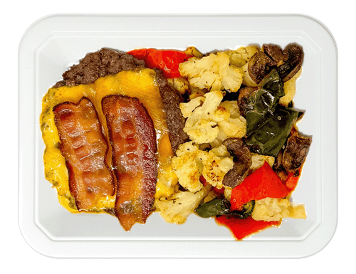 ICON Meals Protein-Style Bacon Cheddar Burger & Roasted Veg