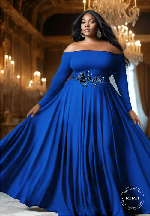 IGIGI Berenice Plus Size Evening Gown in Royal Blue