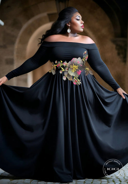 IGIGI Catherine Plus Size Evening Gown In Black