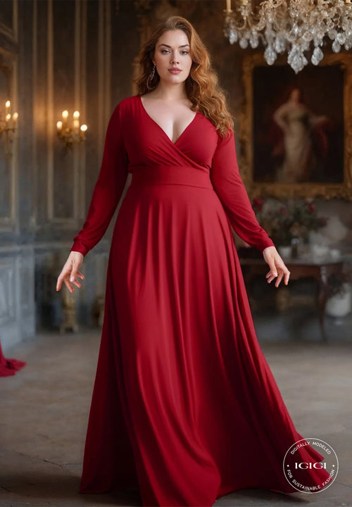 IGIGI Eleanor Plus Size Gown In Deep Red