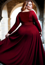 IGIGI Elizabeth Plus Size Evening Dress In Burgundy, view 2