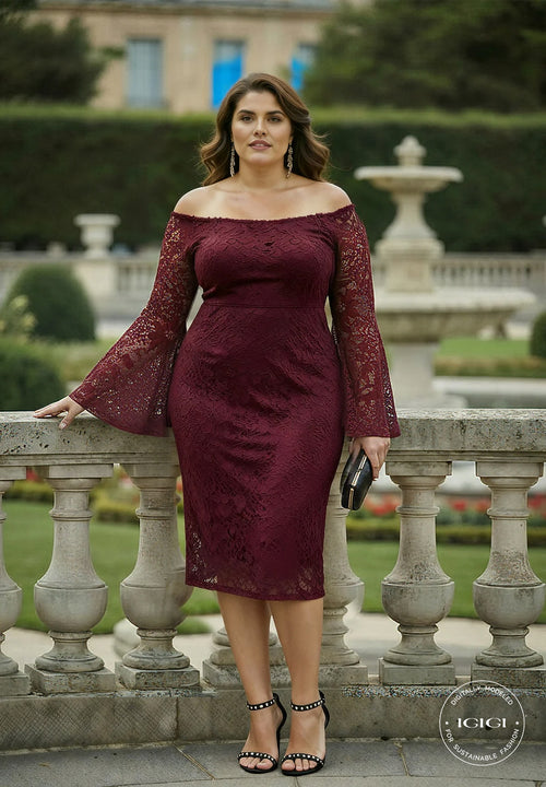 IGIGI Eva Burgundy Lace Dress