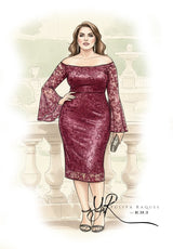 IGIGI Eva Burgundy Lace Dress, view 2