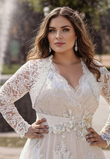 IGIGI Frederika Plus Size Lace Wedding Gown In Ivory, view 3