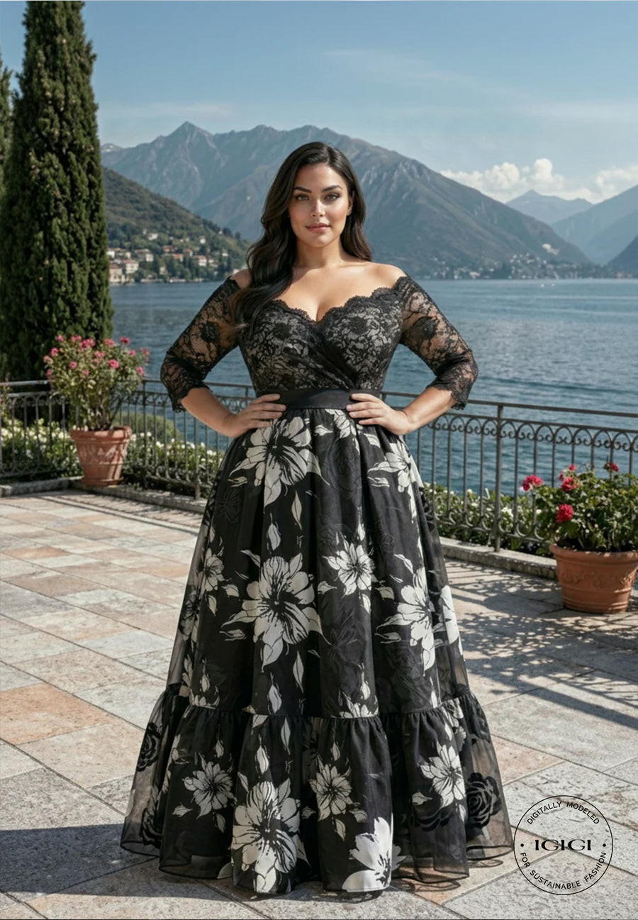 IGIGI Giustina Black and White Gown