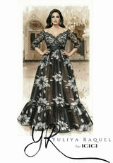 IGIGI Giustina Black and White Gown, view 3
