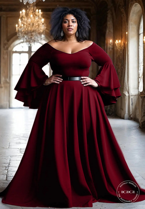 IGIGI Idia Evening Gown In Bordeaux