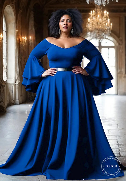 IGIGI Idia Plus Size Evening Gown In Royal Blue