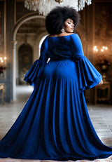 IGIGI Idia Plus Size Evening Gown In Royal Blue, view 2