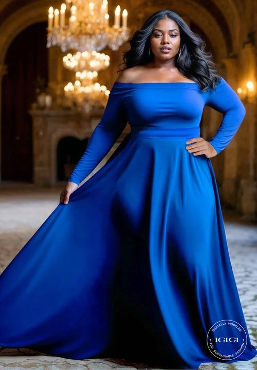 IGIGI Margaret Plus Size Evening Gown In Royal Blue