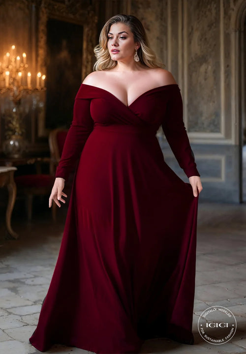 IGIGI Marie Plus Size Gown In Bordeaux