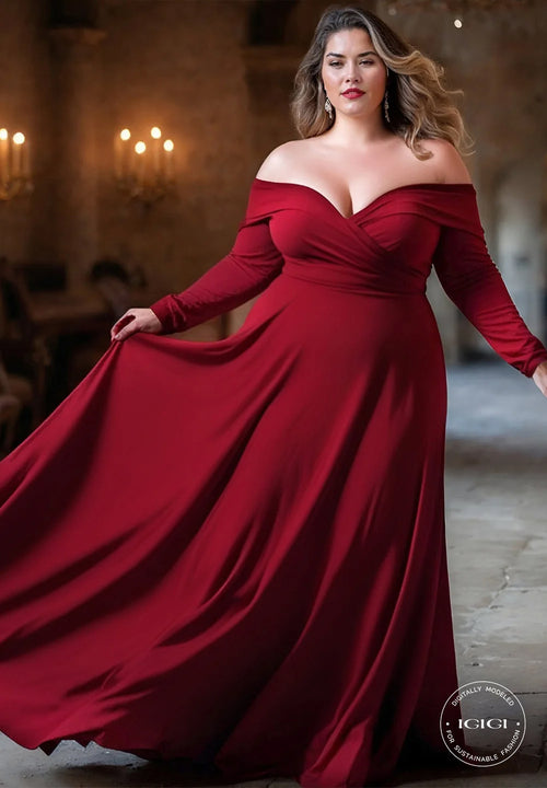 IGIGI Marie Plus Size Gown In Deep Red