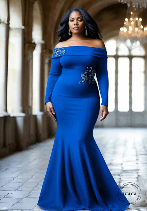 IGIGI Nefertiti Plus Size Gown In Royal Blue