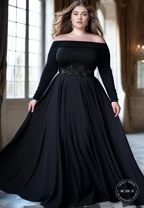 IGIGI Roxelana Plus Size Evening Gown In Black