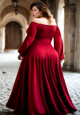 IGIGI Tomyris Plus Size Evening Dress in Deep Red, view 2