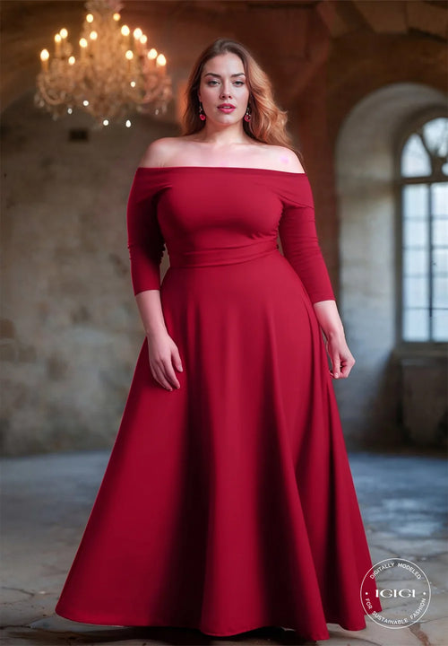 IGIGI Veronique Off Shoulder Gown In Red