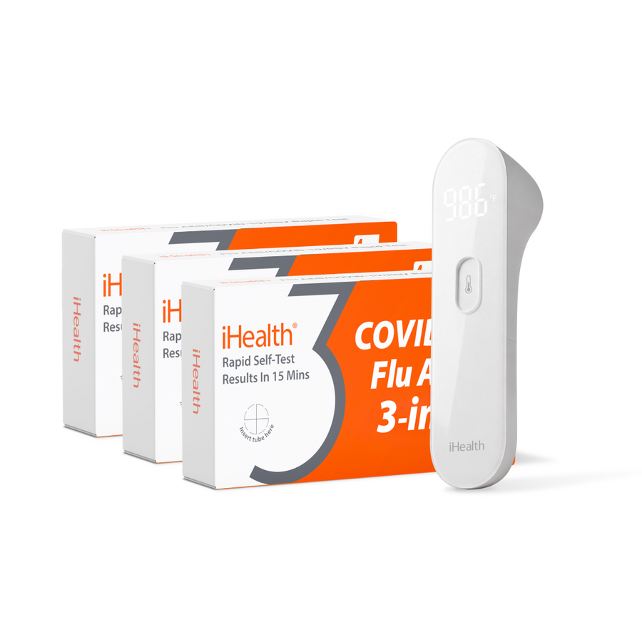iHealth Labs 3-in-1 Family Pack (12 Tests) and PT3 No-Touch Thermometer Bundle
