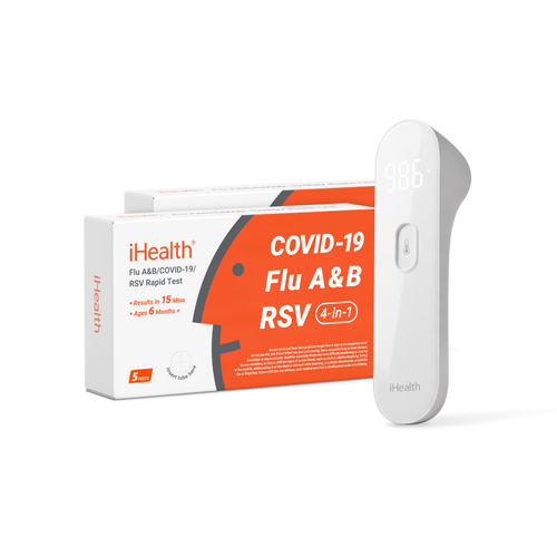 iHealth Labs 4-in-1 Family Pack (10 Tests) and PT3 No-Touch Thermometer Bundle