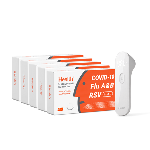 iHealth Labs 4-in-1 Family Pack (20 Tests) and PT3 No-Touch Thermometer Bundle