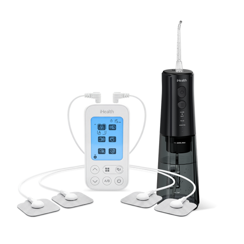 iHealth Labs Dual-Channel TENS Unit and Smart Water Flosser Bundle