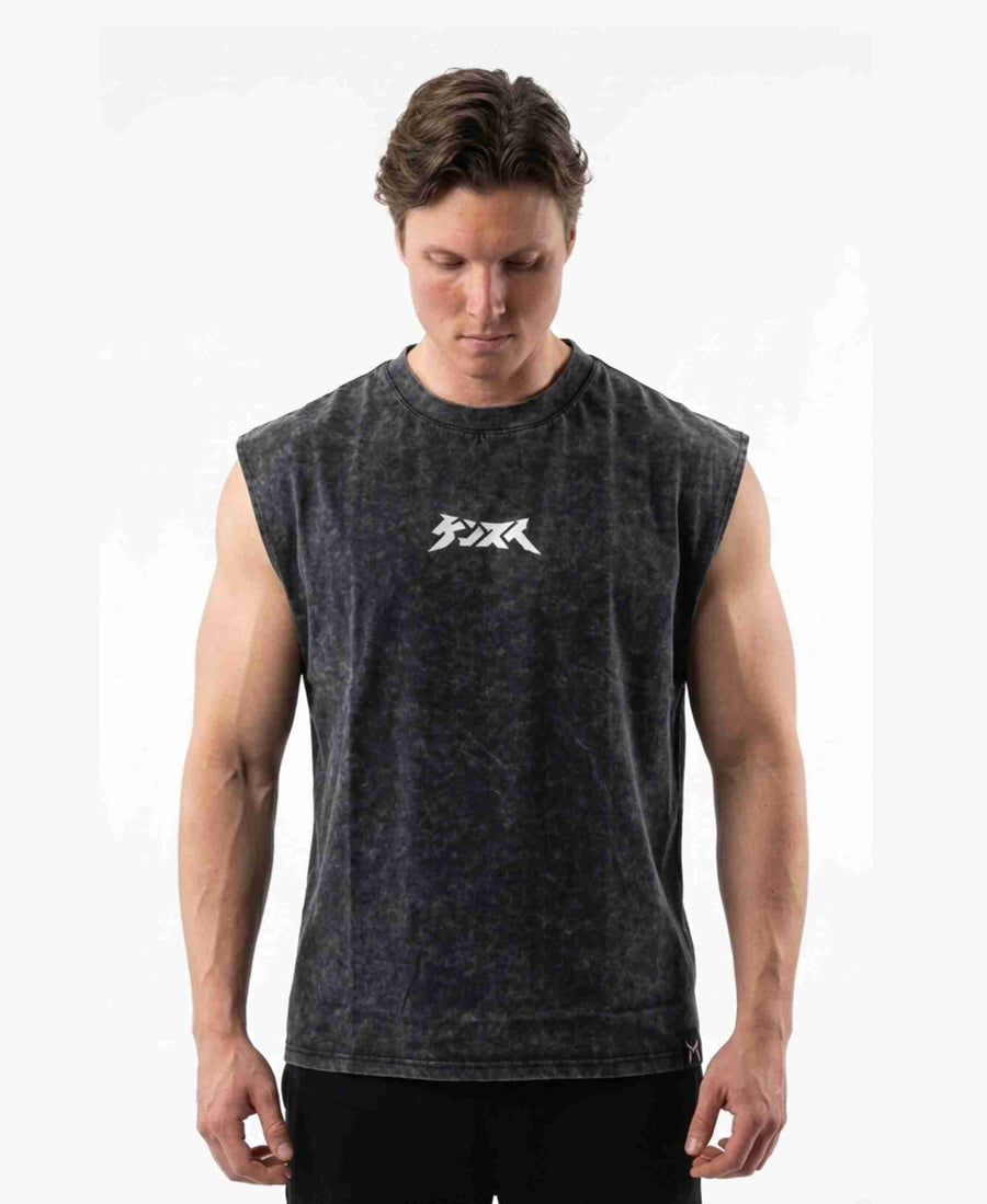 Kensui Katakana Acid Wash Sleeveless
