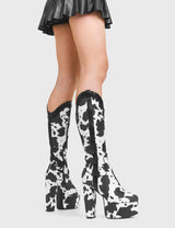Lamoda Cowgirl Platform Knee High Boots, view 2