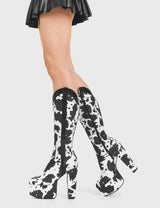 Lamoda Cowgirl Platform Knee High Boots, view 3