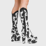 Lamoda Cowgirl Platform Knee High Boots, view 5