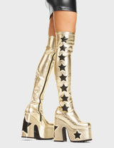 Lamoda Electricity Chunky Platform Thigh High Boots, view 2