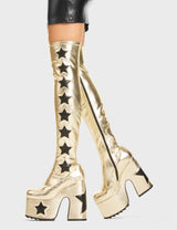 Lamoda Electricity Chunky Platform Thigh High Boots, view 4