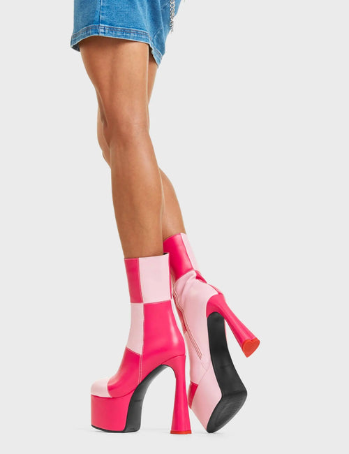 Lamoda Fuchsia City Platform Ankle Boots