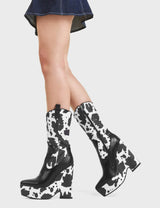 Lamoda Here We Are Chunky Platform Calf Boots, view 3