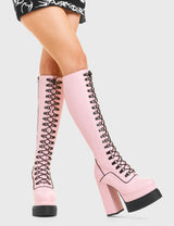 Lamoda Hidden Agenda Creeper Platform Knee High Boots, view 3
