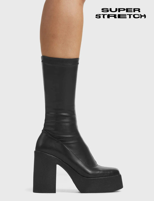 Lamoda Holler Back Super Stretchy Platform Calf Boots