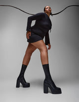 Lamoda Holler Back Super Stretchy Platform Calf Boots, view 3