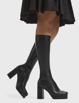 Lamoda Humble Super Stretchy Chunky Platform Thigh HIgh Boots, view 2