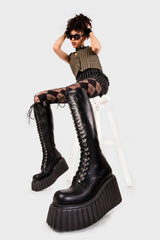 Lamoda Important Chunky Creeper Platform Knee High Boots, view 2