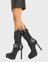 Lamoda Anger Management Western Platform Calf Boots, view 4