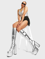 Lamoda Reflections Platform Knee High Boots, view 3