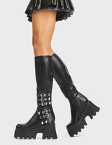 Lamoda My Prince Chunky Platform Knee High Boots, view 4
