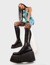 Lamoda Pillow Talk Chunky Creeper Platform Knee High Boots, view 2