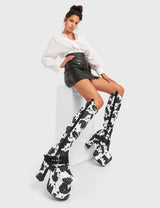 Lamoda Rhinestone Cowboy Chunky Platform Knee High Boots, view 2