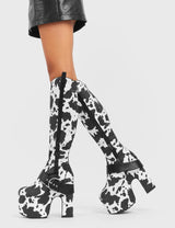 Lamoda Rhinestone Cowboy Chunky Platform Knee High Boots, view 3