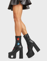 Lamoda Star Girl White PU Platform Shoes with Colorful Stars Lightweight, view 4