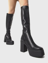 Lamoda Slick Nicks Wide Calf Platform Knee High Boots, view 2